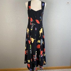 Vintage Terry Ward black floral maxi dress